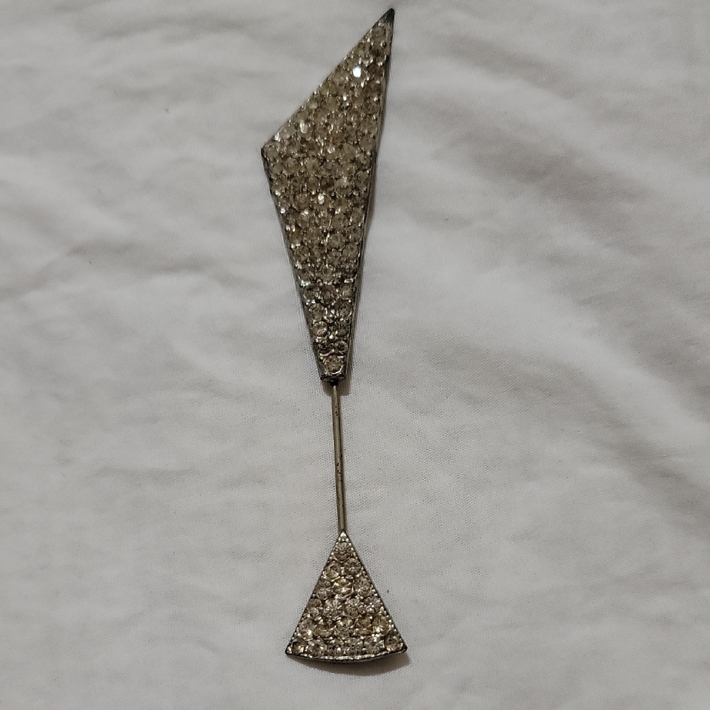 Antique Crystal And Gold Hat Stick Pin 4"in